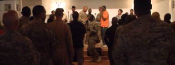 Prayer and Worship Choir in Enduring Faith Chapel Gospel at Bagram Air Field